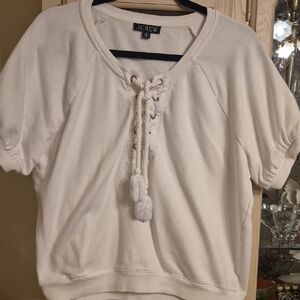 J. Crew White Lace-Up Top